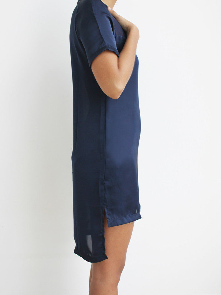 Raglan Satin T-Shirt Dress